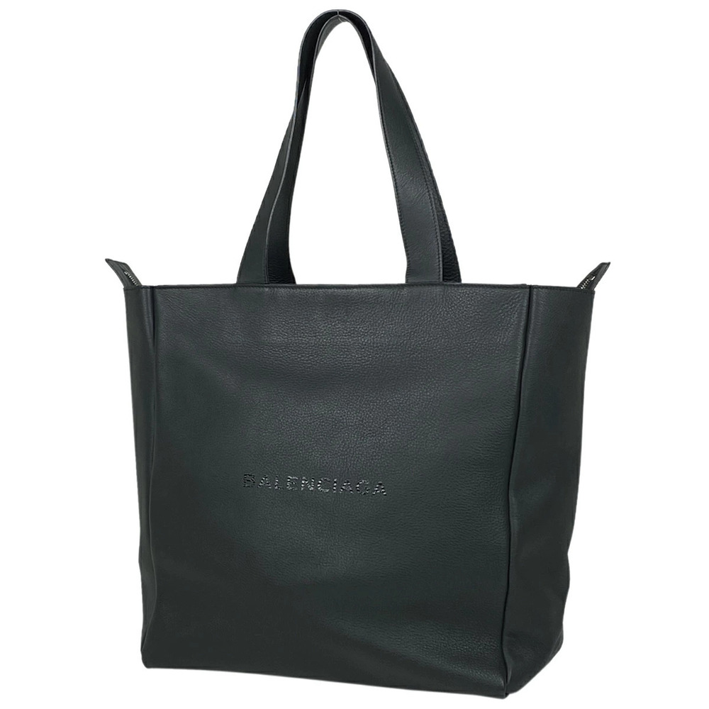 Balenciaga Logo Tote Bag Leather Black